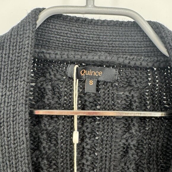 Quince 100% Organic Cotton Oversized Cable Cardigan size S in Black - Picture 2 of 5